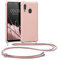 kwmobile Necklace Case kompatibel mit Samsung Galaxy A20e Hülle - Cover mit Kordel zum Umhängen - Silikon Schutzhülle Perlmutt