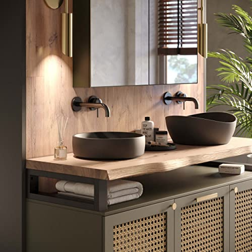 LAMO Manufaktur Waschtischplatte, Holzplatte Waschtisch Baumkante, 110x50 cm (AxB), Natur, ohne Montageset, LWP-01-A-002-CJ
