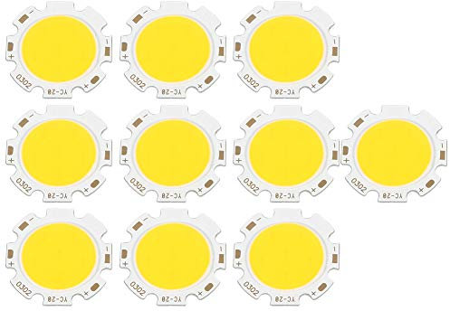 Chip LED, bombilla de chip LED de 300mA 3W, chip de fuente de luz de cuentas de lámpara de alta potencia superbrillante con placa de aluminio para reflector, paquete de 10(Luz cálida, 3000K)