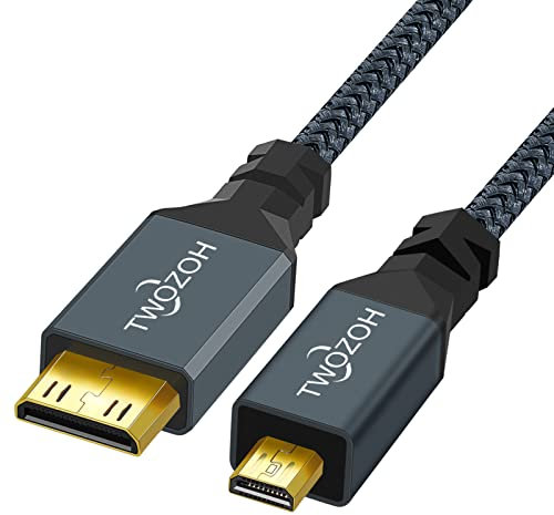 Twozoh Micro HDMI auf Mini HDMI Kabel, Mini HDMI Stecker auf Micro HDMI Stecker, Micro HDMI Typ D Stecker auf Mini HDMI Typ C Stecker, unterstützt 3D/4K, 1080p, 100cm