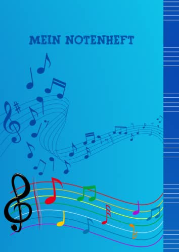 Notenheft für Kinder: Musikheft Din A4 mit 6 Notenlinien ohne Hilfslinien Notenlinienheft Große Linien 100 Seiten Notenblätter Blanko für Klavier Musik Leer Notenbuch für Anfänger & Schule. Notenblock
