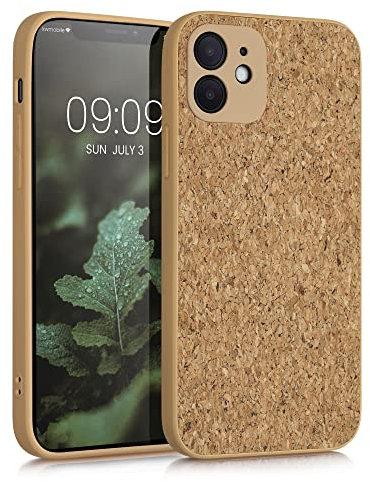 kwmobile Hülle kompatibel mit Apple iPhone 12 - Kork Handyhülle Cover - Schutzhülle TPU Case in Hellbraun