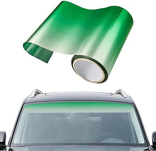YlRNhe Blendstreifen Auto Frontscheibe Sonnenblende Streifen Tönungsfolie Graduelle Farbe Glänzend DIY Auto Frontscheibe Schutz Schatten Aufkleber, 7,87 x 59,05 Zoll (Grün)