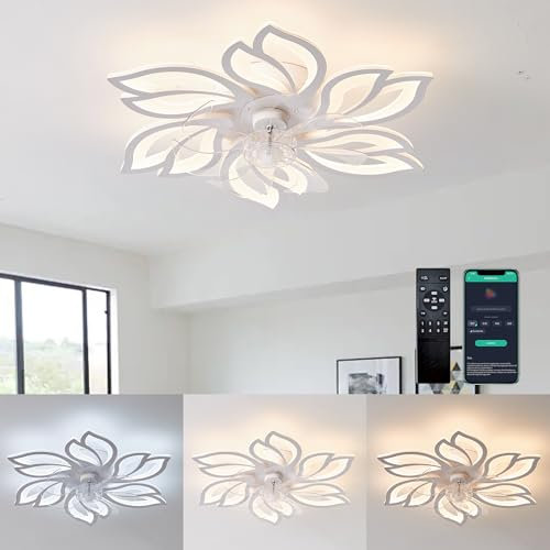 Ventilatore da Soffitto con Luce LED Regolabile, 65 cm, 3 Colori Luce e 6 Velocità, Telecomando Incluso.