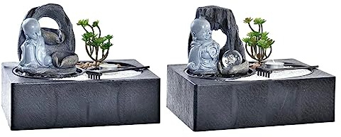 DKD Home Decor Fontaine de Jardin Blanc, Noir, Vert et Gris, en résine (29 x 21 x 22 cm) (2 unités)