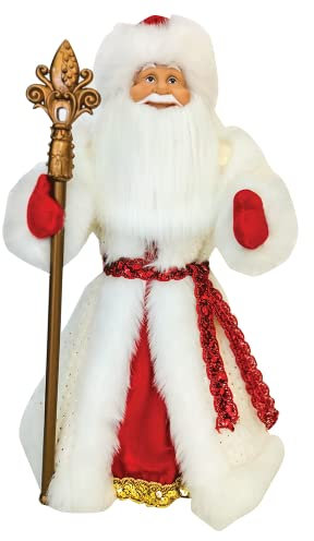 Olymp DED Moroz 50 cm hoch | Deckofigur Weihnachtsmann in Weiß mit Bonbonbehälter | Santa-Claus-Figur | Nikolaus, Christkind | Geschenk FÜR NEUJAHRESFEIER, Weihnachten