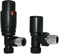 NRG Angled TRV Thermostatic Designer Radiator Valve Black Central Heating Taps with Free Manual Angled Valve