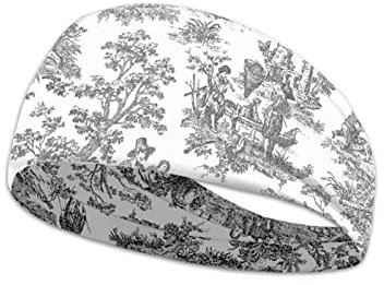 Kuiaobaty French Country Kopftuch Vintage Running Stirnbänder für Damen, Sport Stirnbänder Breit Haarband Stretch Turban, Beige