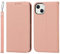 Cavor iPhone 14 Case,Flip Genuine Leather Wallet Case,[4 Card Holders][Magnetic Closure][With Lanyard],Protective Phone Cover Case for iPhone 14 - Pink