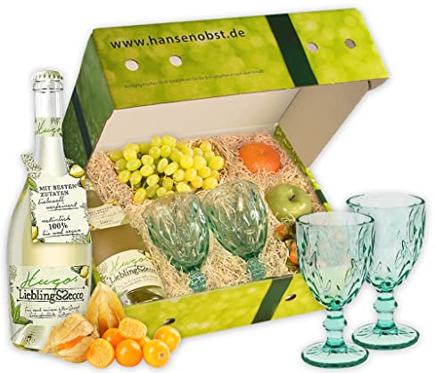Hansen Obst - Geschenkbox Hugo Cocktail - Cocktail Mix Set - Präsentkorb Cocktail-Starter-Set - Geschenk Cocktail Liebhaber (Die Moderne)