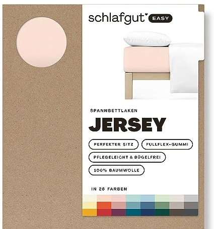 Schlafgut Easy Jersey Spannbettlaken 180x200 bis 200x200 Red Light, Spannbetttuch aus 100% Baumwolle | Bettlaken, Spannbetttuch 200x200 cm, Rot, Jersey, bis 22 cm Steg, OEKO-TEX, Rundumgummi, bügelfrei