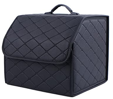 AVIRAA Autoleder Kofferraum-Organizer Taschen Kofferraumtasche für Ford Fiesta Fusion Escort Focus Mondeo KUGA Ecosport Zusammenklappbarer Kofferraumtasche Autozubehör,Black M