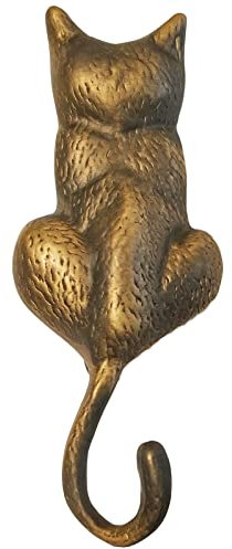 Anatolica Katzen-Türklopfer, massives Messing, 15,5 cm (Antik-Bronze)