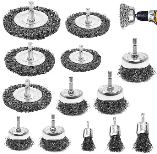 13 pezzi Spazzola Smerigliatrice per Trapano, Set Spazzole Metallica per Pulire, Rimuovere Ruggine, Corrosione, Lucidare E Levigare, Spazzola Acciaio con Codolo 6 mm (13)
