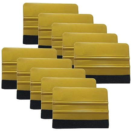 JNNJ 10Pcs Rakel aus Kunststoff mit Filzrand, Universal Filzrakel für Vinyl, Hochwertige Folien-Rakel zur Verklebung von Folie Wandtattoo Fensterfolie(Goldbraun)