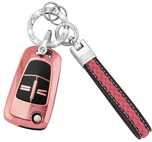 Koaudb Autoschlüssel Hülle Cover Passt für Vauxhall Opel Corsa Astra Vectra Zafira Signum Meriva Tigra Insignia Combo 2 Tasten Schlüsseletui TPU Schlüsselhülle mit Schlüsselanhänger (CL-Opl-2F-PK)