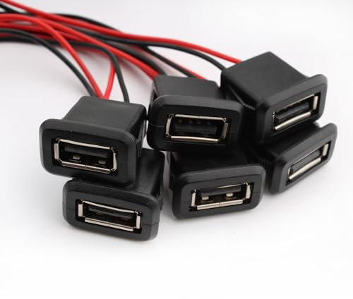 RUNCCI-YUN 6Pz USB-A USB tipo A femmina per montaggio a pannello connettore,impermeabile Micro USB A Femmina Jack cavo,connettore micro usb Tipo A a saldare con scanalatura a scatto