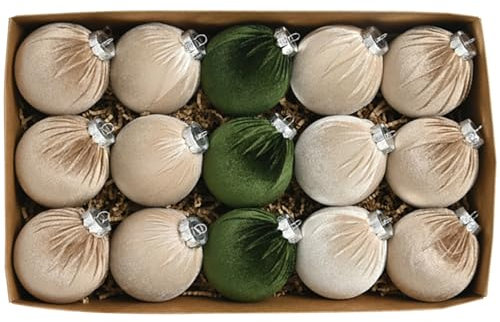 Samt Weihnachtsschmuckbälle 15pcs 3,15 Zoll Velvet Weihnachtsbällchen in Geschenkbox Dekorative Weihnachtskugeln mit Hängenden Ring für Weihnachtsdekorationen Geschenkstil111