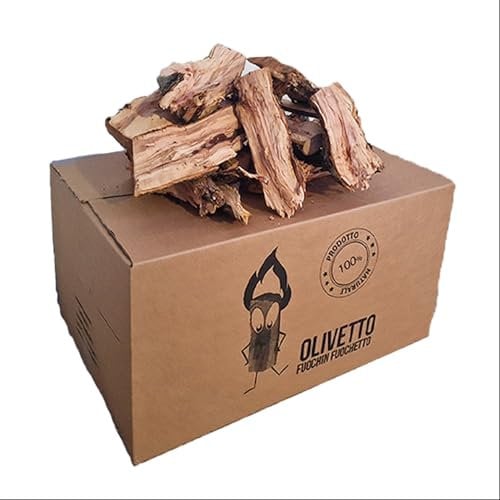 Chips di legna di ulivo da ardere da 20kg per caminetti stufe e barbecue ideali per affumicatura