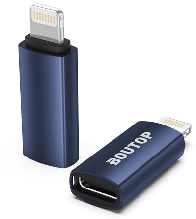 BOUTOP 2 Paquet Adaptateur USB C vers Lightning Certifié Apple MFi pour Charge Rapide 27W (Pas pour la Synchronisation des Données) Compatible avec iPhone, iPad sélectionné, iPod- [Bleu]