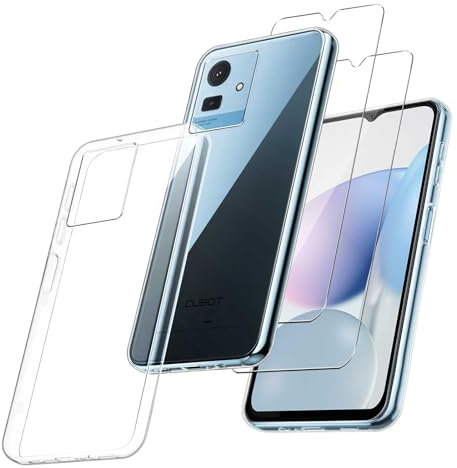 MIBZOR 3 in 1 Cover Compatibile con Cubot Note 50 (6.56) e 2 Pezzi Vetro Temperato Pellicola Protettiva, Trasparente Morbido Silicone Custodia Protettivo TPU Protezione Case