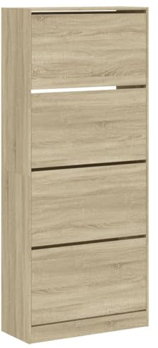 vidaXL Schuhschrank, Schuhkipper mit 4 Klappen, Schuhregal Schuhablage Platzsparend für Eingangsbereich, Schuhkommode Schuhaufbewahrung, Sonoma-Eiche