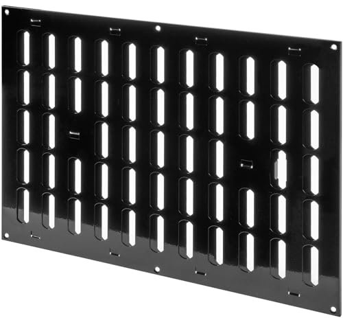 Repa Market 40 x 30 cm (Außenmaße) Rechteckig Metall Schwarz Lüftungsgitter verstellbar - Einstellbar Belüftung Gitter Abdeckung für Innen und Aufen - Lüftungsgitter verschließbar 400 x 300 mm
