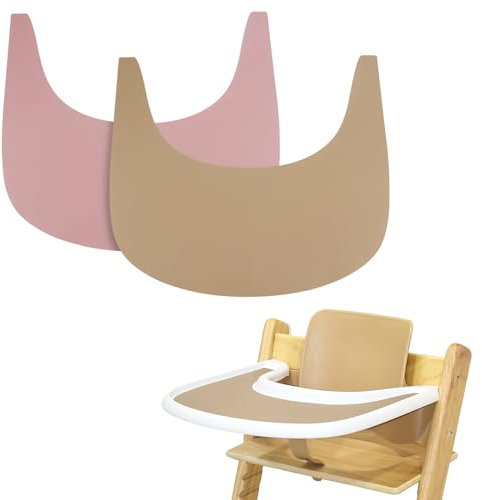 LLHQAMT Mantel individual para silla alta, 2 piezas, duradero, de silicona, accesorios de silla alta para Tripp Trapp, adecuado para bandeja silla alta para Tripp Trapp (Caqui/Rosa)