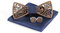 Cyriacus Fliege Set Holz, Marineblau mit weißem Tupfenmuster enthält Papillon und Manschettenknöpfe, quadratisches Halstuch (3 PCS), Geeignet für den Einsatz in mehreren Szenen