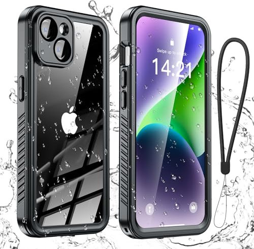 Aekyiwot Handyhülle für iPhone 14 Hülle, IP68 Wasserdicht Schutzhülle für iPhone 14 Hülle, 360 Grad Full Case für iPhone 14 Stoßfest Sturzfest, Schwarz