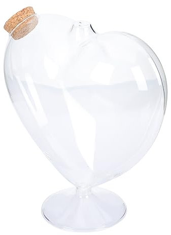 Yardenfun Transparente Wishing Bottle Mit Herzform Aus Glas Origami Stern Behälter Dekoratives Landschaftsgefäß Für Tisch Hohe Glasflasche Mit Holzstopfen Für Diy Und Wohnraumdekoration