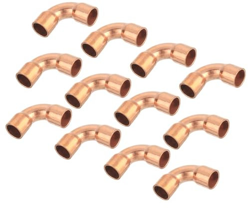 QUARKZMAN 12 Pezzi 8mm 90 Gradi Raccordi per Tubo Tubazioni in Rame a Gomito Corto con Connessione a Saldatura Sudore per Impianti Idraulici, 22x22mm