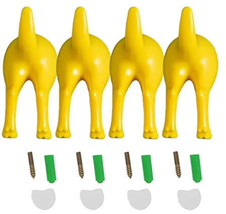 YENVWG Nordische Hundeschwanzhaken mit Schrauben, Klebeband, Wandmontage, für Schlüssel, Hüte, Mantel, Wandhaken, Hauseingang, Dekoration, 4 Stück