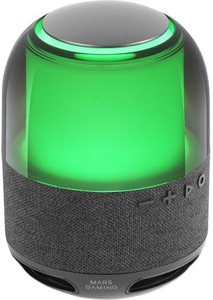 Mars Gaming MS-FLOW Portable Bluetooth Speaker 15W, 360° Orbilight RGB Lighting, Powerful Sound with 57mm DeepBass Driver, Compact Gaming Speaker with Bluetooth 5.3 and MicroSD, Black