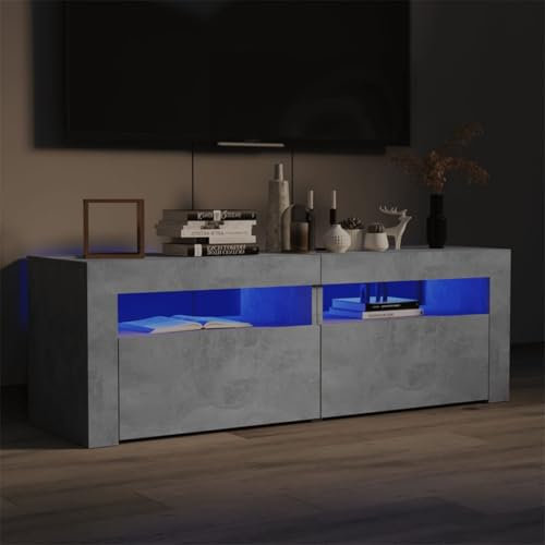 Xichuzi Mueble para TV con Luces LED, Mesa TV, Mueble TV Salon, Mueble Television, Mesa Television, Mueble Tele,Muebles De Salon, Mesa Salón TV, Gris hormigón 120x35x40 cm