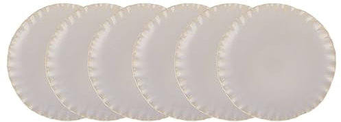 BUTLERS Teller Ø28cm 6er Teller Set FLORENCE Steinzeug Geschirr | Speiseteller Dinnerteller Essteller Deko-Teller | akzentuierte wellige Ränder | Mikrowellen- & spülmaschinenfest