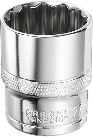 QUARKZMAN 12-Punkt-Steckdose 1/2 Antrieb 27mm tief 45# Stahl Metrische Flache Antriebssteckdosen Polierte Handwerkzeug für Autoreparatur Mechanische Wartung Heimgebrauch