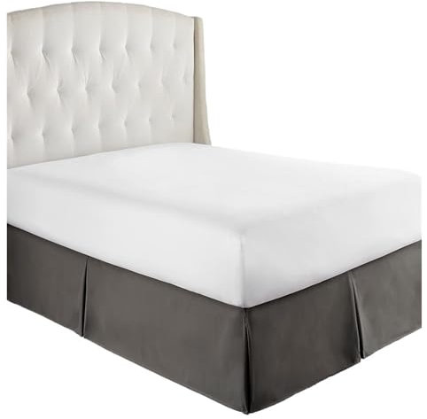 Cache-sommier plissé confortable et doux sur mesure avec tissu infroissable et résistant à la décoloration, literie de 38,1 cm de haut (sans plate-forme) (gris foncé, 140 x 190 x 35 cm)