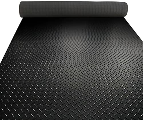 Heavy Duty 3mm Dicke Schwarz Gummi Garage Fußmatten PVC Bodenbelag Rolle für Unter Auto Erhältlich in Verschiedenen Breiten 0.8X0.8m/8X2.6ft Größe