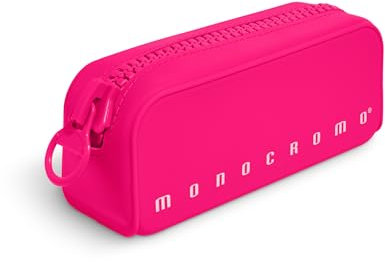 Pigna, trousse en silicone souple, couleur unie FLUO avec fermeture éclair, couleur rose, emballage 1 pièce