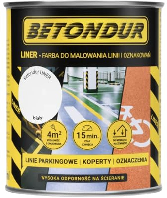 Betondur LINER Acrylfarbe High Solid 0,75L Weiß – Schnelltrocknende Bodenmarkierungsfarbe für Beton & Asphalt, Hohe Haftung