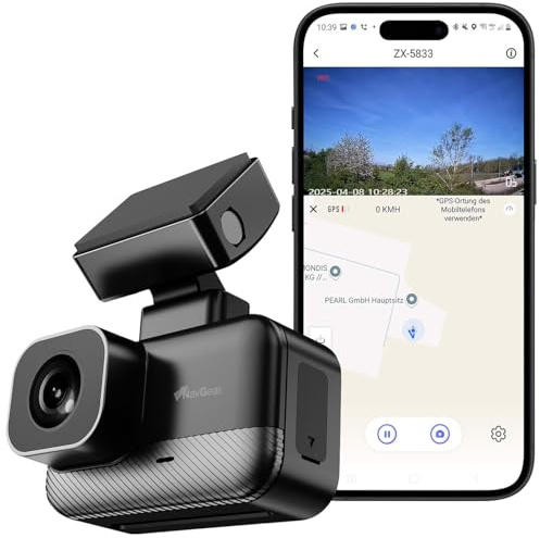 NavGear Autokamera: Mini-2K-Dashcam mit G-Sensor, GPS, Parkwächter, Nachtsicht, WLAN, App (Autokamera mit GPS Aufzeichnung, Dashcam, Auto)