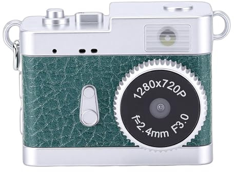 Plyisty Petit Appareil Photo Numérique Rétro, Mini Appareil Photo Vintage, Porte-clés avec Vidéo HD 720p, Photos 5 MP, Lumière de Remplissage LED, 4 Filtres pour Débutants, Adolescents, (Green)