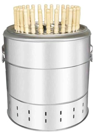 Rauchfreier BBQ Grill, Tragbarer 360° Holzkohlegrill mit 28 Edelstahl-Spießen, Allzweck-Hängedesign für Kochen im Freien
