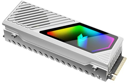 SSD Heat Sink Cooler with Fan Universal Compatibility 5V 3 Pin ARGB SSD Cooler M.2 Hard Disk Radiator White