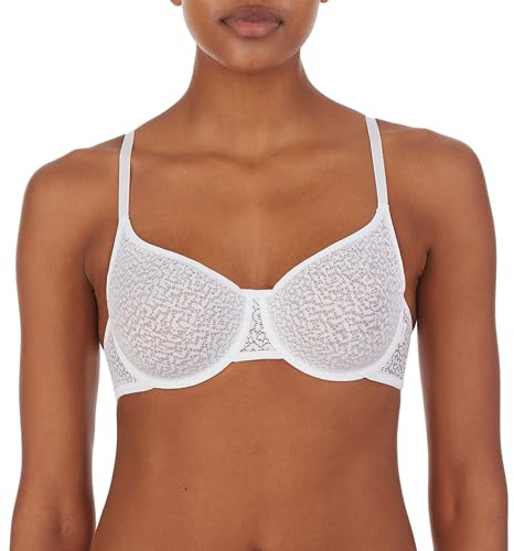 DKNY Damen Moderner Spitze, ungefüttert Demi BH, Undurchsichtige, Popeline Weiß, 70DD