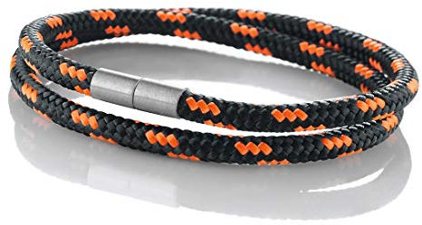 Maritimes Seemannsgarn Segeltau Armband Usedom schwarz-orange 4mm, Ohne Verschluss, XL - Gelenkumfang von 18 cm bis 21 cm