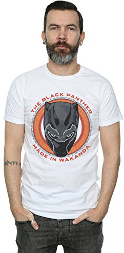 Marvel Men's Black Panther Made in Wakanda Red T-Shirt White Small