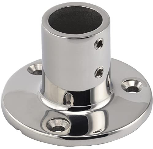 OPIOL QUALITY® Relingfuß Rund 90° für Rohr 22mm aus Edelstahl A4 V4A (1 Stück) Relinguss Relingsbeschlag Verdeckbeschlag Halterung Bodenplatte Kleiderschrank Boot Reling