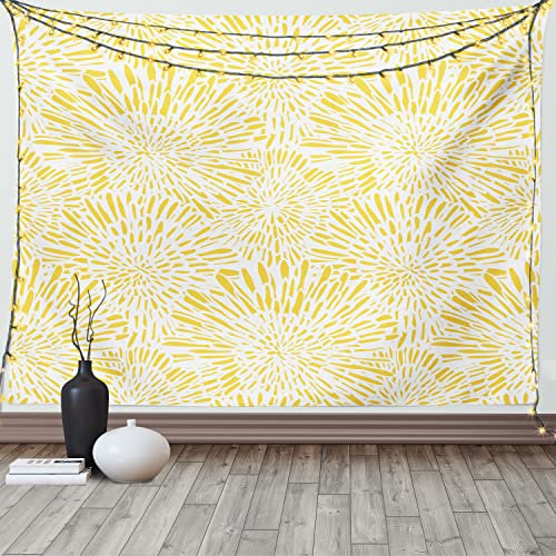 ABAKUHAUS Gelb Wandteppich und Tagesdecke, Löwenzahn Astern Zusammenfassung aus Weiches Mikrofaser Stoff Waschbar ohne Verblassen Digitaldruck, 230 x 140 cm, Gelb